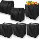 6 Pcs Insulated Grocery Bags  Reusable Thermal Shopping Totes with Zippered Top for Hot/Cold Food Delivery, Picnics & Groceries (Black)