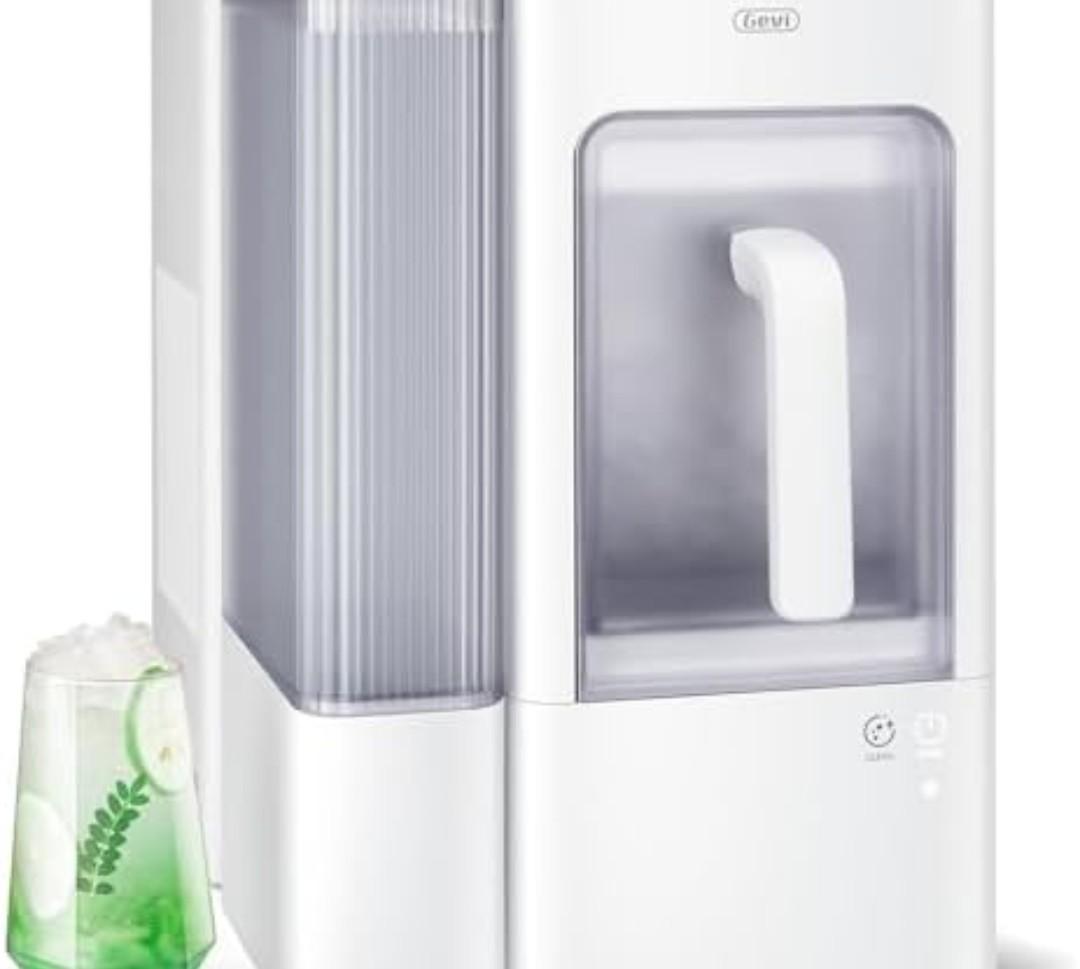 Gevi Adella Nugget Ice Maker Countertop with 1 Gallon Side Tank, 40lbs/24H Nugget Ice Machine with Self-Cleaning, Pellet Ice Maker with Leak-Proof Ice Basket,White