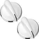 HASMX 2-Pack Washer Dryer Selector Replacement Knob for GE 175D3296 General Electric 175D3296P001 - White Silver Knob