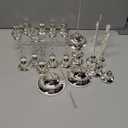 Dandat 3 Pcs 5 Arm Metal Candelabra Candlestick Holders 10.24 Inch Tall Candlestick Holders Gothic Candle Holder for Home Wedding Church Halloween Party(Silver)