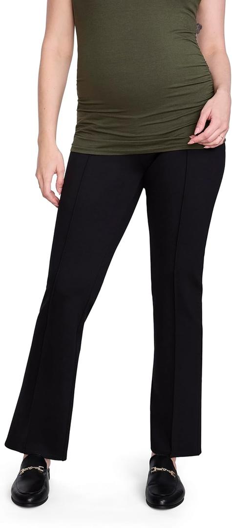 Motherhood Maternity Women's Secret Fit Over The Belly Ponte Flare Pregnancy Pant (Black) S