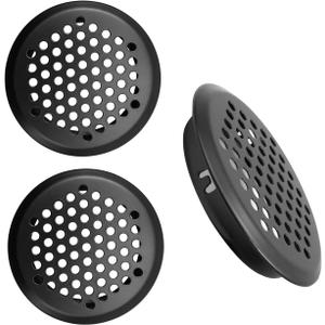 Antrader Black Louver Vents Stainless Steel Round Mesh Hole Air Vents 53mm/2inch Mounting Diameter 3 Pack
