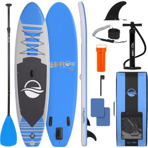 SereneLife Inflatable Stand Up Paddle Board - Wide Stable Design, Non-Slip Deck for Adults & Youth with Premium Paddle Board Accessories: Carry Bag, Dual Action Pump, Paddle, Ankle Leash - 10'6"