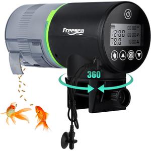 FREESEA Aquarium Automatic Fish Feeder: Programmable Auto Food Dispenser - Smart Fish Tank Vacation Timer Feeder (Battery Operated) (FS-069BT)