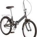 Schwinn Hinge Adult Folding Bike, 20-inch Wheels, Rear Carry Rack, Carrying Bag, Multiple Colors (Grey)