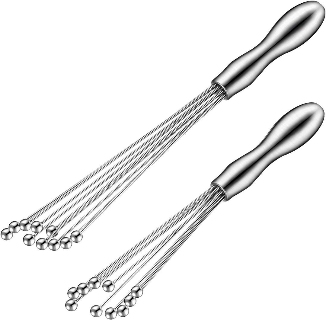 2 Pieces Stainless Steel Mini Ball Whisk 10-Inch and 12-Inch, Egg Beater Manual Mixer Whisk for Sauces Cream Cooking Blender