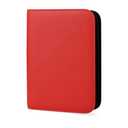 Zettokete 4 Pocket Trading Card Binder, Ringless Card Binder with Zipper for TCG and Sport Cards Collections, Holds 160 Cards with Side-Loading Pages, Red