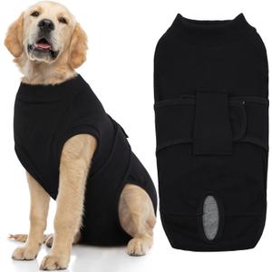 FUAMEY Dog Recovery Suit Male,Dogs Surgery Neuter Suits Puppy Spay Shirts for Female Protect Dog's Skin Anti Licking Abdominal Wounds Doggie Onesie Pet Bodysuit Alternative to Cone Black XL (XL(Back:20.1-24.8in,WT:42-75lbs))