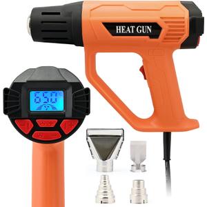 FOSHIO Heat Gun 2000W Hot Air Gun Kit with Large Digital LCD Display Variable Temperature Control 122~120250- 650with 4 Nozzles, Overload Protection for Vinyl Wrap, Crafts, Shrink Tubing