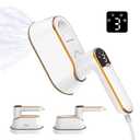 Portable Travel Steamer Iron for Clothes with LCD Display - 4 Mode Handheld Mini Clothing Steam Iron, 1200W Small Garment Steamer, Hand Held Fabric Steamer for Home, Dorm, Travel (120V ONLY)(White)