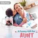Aunt Tumbler Gift for Aunt For Mothers Day from Niece Aunty Gifts from Nephew - 40oz Gradient Pink Funny Tumbler Dinosaur Cup - Unique Birthday Gift Thank You Christmas Gifts for Aunts