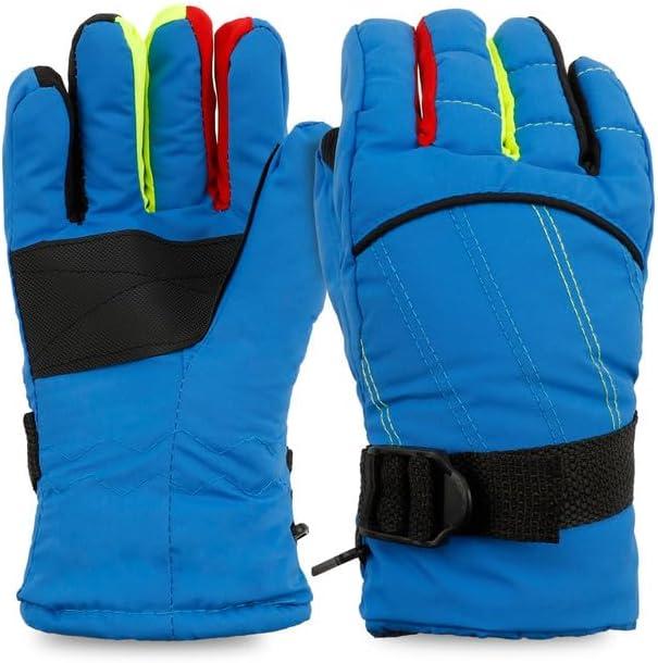 2 x Kids Snow Gloves for Skiing Kids Mitten Winter Waterproof Girls and Boys Snow Gloves for Winter Cold Weather (Blue)
