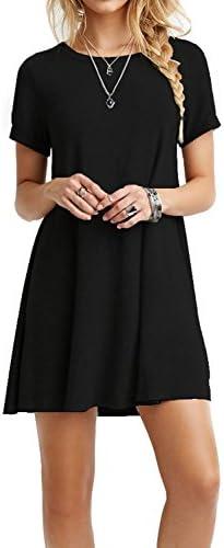 TOPONSKY Women's Casual Plain Simple Loose Flowy Short-Sleeve T-Shirt Dress L