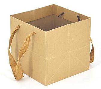 HUAPRINT Brown Paper Bags with handles, Gift Bags Bulk 24 Pack, 10x10x10inch Square Size Large, Paper Shopping Bags, Kraft, Party, Birthday, Favor, Goody, Take-Out, Merchandise, Retail Bags