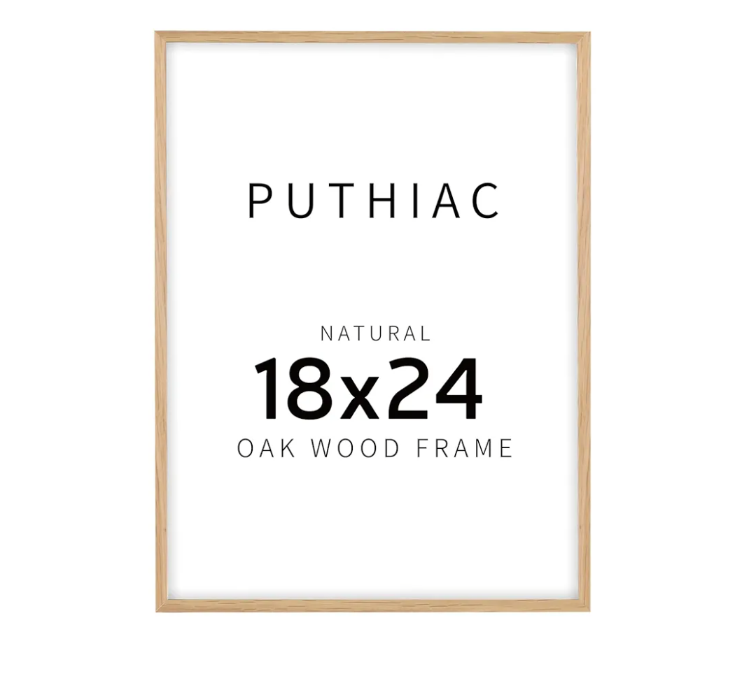 puthiac 18x24 Oak Wood Picture Frames -18"x24" Poster Frames for Wall, 18x24 Picture Frame, 18 x 24 Picture Frames, 18 x 24 Frame for Wall(1 Pack, Beige)