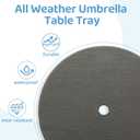 Outdoor Adjustable Umbrella Table Tray, 20 Round Outdoor Umbrella Table with Hole, Portable Patio Beach Umbrella Table Tray Fit 1.5" Umbrella Pole for Poolside, Backyard, Garden, Black