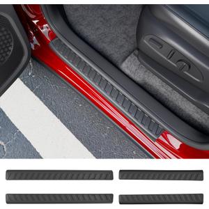 powoq Door Sill Protector Compatible with 2024-2026 Chevy Traverse Car Door Sill Guard TPE 4Pcs Car Threshold Protector Replacement for 2024 2025 2026 Chevy Traverse Accessories