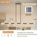 Dining Room Chandelier 70 Inch Modern Linear Chandelier 22 Lights Clear Glass Globe Pendant Light Sputnik Light Fixture for Kitchen Island, Living Room, Farmhouse