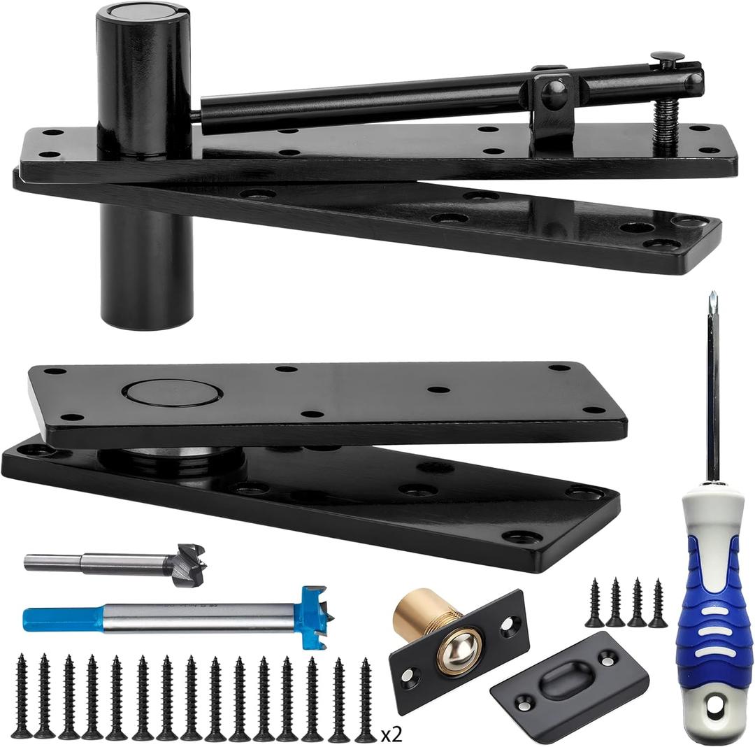 Hidden Door Hinge,870Lbs Load-BearingLarger Thickened Solid Steel Structure - Heavy Duty 360 Swinging Pivot Hinge for Large Secret Doors, Bookcase, Murphy & Shelf Doors (Patent Pending) (EX)