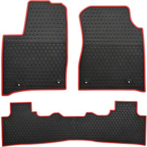 Car Floor Mats Custom Fit for Dodge Durango 2024-2016,2016-2024 Jeep Grand Cherokee, (2022 WK Model) Odorless Washable Heavy Duty Rubber (All Weather) Floor Liners Set Red