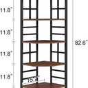 HOMISSUE Corner Shelf, 7 Tier Tall Narrow Bookshelf 82.6", Industrial Corner Bookcase with Storage for Home Office Living Room and Bedroom, Brown