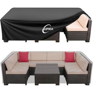 Kipiea Patio Furniture Covers Waterproof Winter, Heavy-Duty Outdoor Furniture Set Covers for Table Chairs, Anti-UV, No Tears or Fading (90" L x 64" W x 28" H)