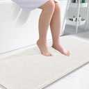 OLANLY Bathroom Runner Rugs 47x24, Extra Soft Absorbent Chenille Bath Rugs, Rubber Backing Quick Dry, Machine Washable Long Bath Mats for Bathroom Floor, Tub and Shower, Home Decor Accessories, Ivory