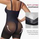 SHAPESHE Womens Shapewear Deep V Neck Bodysuit Tummy Control Slimming Faja Body Shaper Mesh Sheer Outing Outfits (Black, M)