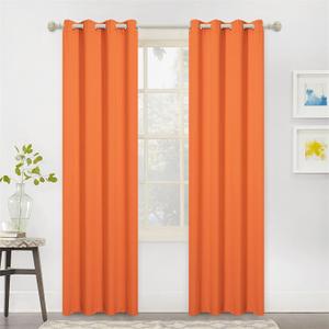 MYSKY HOME Orange Blackout Curtains for Kids Bedroom Thermal Insulated Shades Curtain for Closet Door Draperies Room Darkening Privacy Protection Grommet, 2 Panels, 52W x 84L, Orange