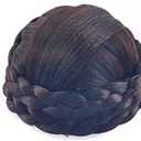 Funyn Small SizeSynthetic Hair Chignon Bun Donut Braided Hairpieces Scrunchie Clip in Hair Bun Extensions Straight Updo for Wedding Party Costume (#2/33 (Dark Brown/Dark Auburn Brown)