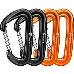 12KN Heavy Duty Carabiner Clips - Favofit 3.2'' Small Carbineers for Hiking Camping Hammocks Keys Keychains Dog Leashes - Ideal for Outdoor Enthusiasts (Orange)