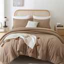 ROSGONIA Oversized King Comforter 128x120, 3pcs Super King Plus Comforter (1 Dark Khaki Comforter & 2 Pillowcases) Lightweight Oversized King Bedding Set Quilt