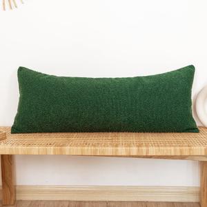 14x36 inch Boucle Lumbar Pillow Cover, Forest Elf Green Woven Texture Neutral Long Pillow Cover Breathable Cushion Case for Couch Sofa Bed Living Room Home Decor (Cover Only)