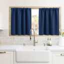 RYB HOME Blackout Curtains for Kitchen, Over Sink Privacy Curtains Window Decor, Thermal Insulating Drapes for Bathroom Cafe Bedroom Small Window, W 42 x L 24 inch, Navy Blue, 2 Panels