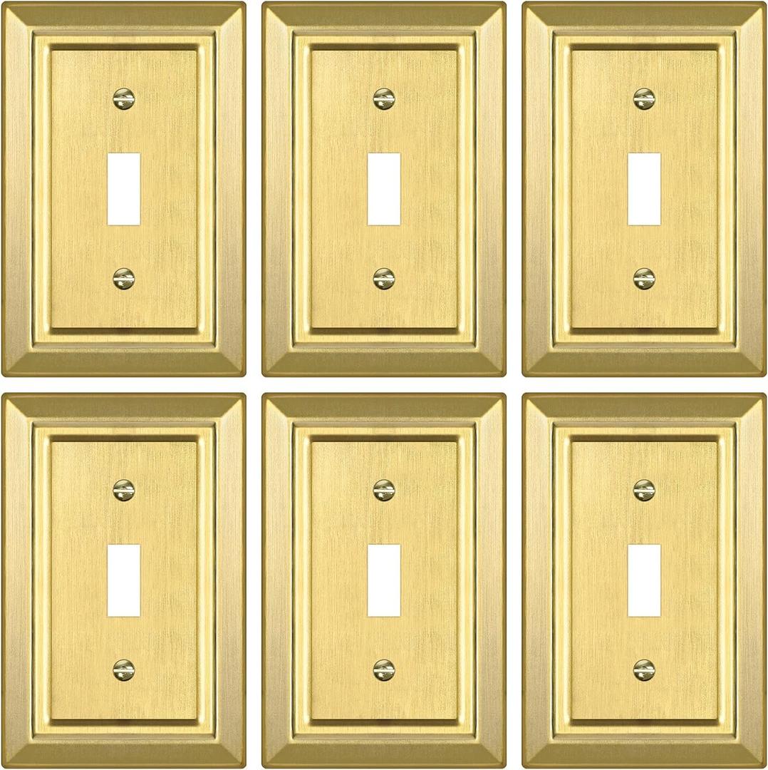 Metal Wall Plate for Light Switch, Applicable to Single Toggle, 6 Pack