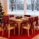 Newwiee 4 Pcs Christmas Bow Chair Back Covers Buffalo Plaid Bow Chair Cover Christmas Dining Seat Back Protector Slipcovers for Xmas Party Banquet Holiday Kitchen Decoration(Black, Red)