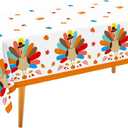 Gatherfun Turkey Thanksgiving Party Supplies - 3 Pack Disposable Plastic Tablecloth, 54x108 Table Cover Ideal for Autumn and Thanksgiving Party Decorations