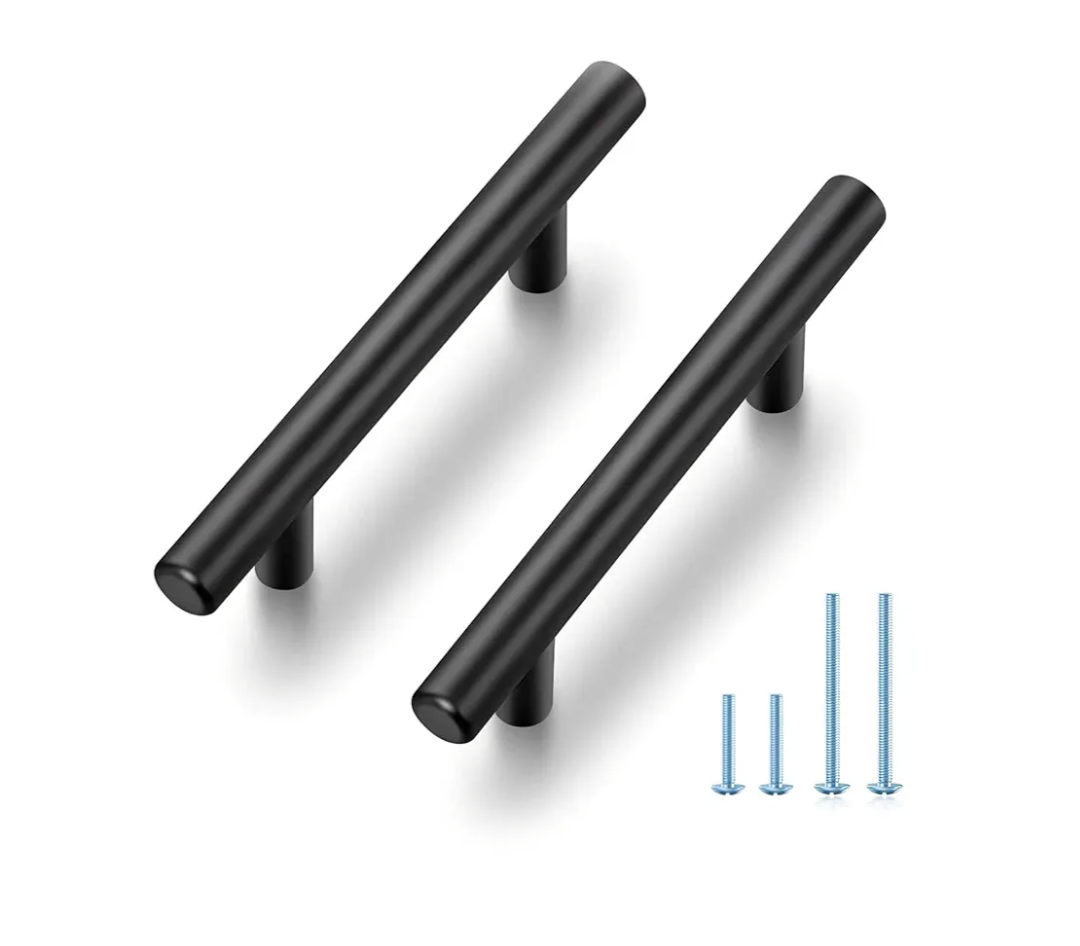 JOY DECOR 30 Pack 5 Inch Cabinet Pulls Kitchen Cabinet Handles with 3 Inch Hole Center Matte Black Cabinet Hardware Stainless Steel Kitchen Drawer Pulls for Cabinets Cupboard, 76mm Hole Centers
