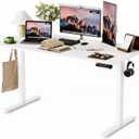 Monomi 55 Inch Electric Standing Desk, Height Adjustable Sit Stand Up, Work Home Office Computer PC Desks, Gaming Writing Study Bedroom Rising Table with Two-Piece Desktop, White