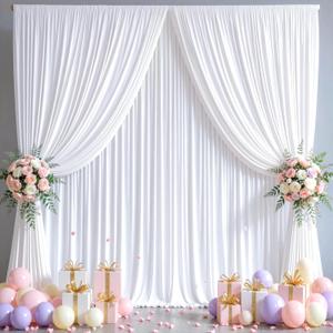 20x10FT Backdrop Curtains with Rod Pockets - Wrinkle Free Photo Stage Backdrop 4 Panels Curtains Drapes for Photography Wedding Party Baby Shower Decorations (White)
