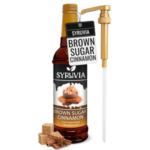 Syruvia Coffee Syrup, Brown Sugar Cinnamon Flavored Syrup for Drinks, Lattes, and Desserts – 25.4 fl oz - with Pump (EXP 12/31/26)