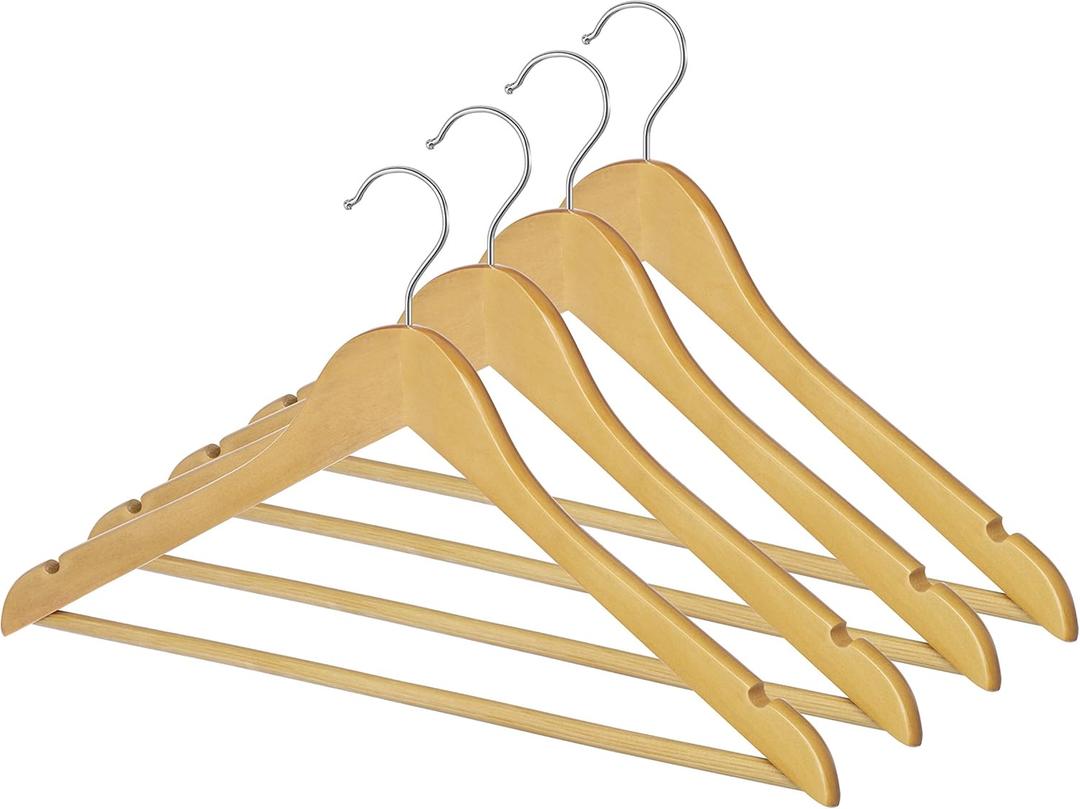 Whitmor GRADE A Natural Wood Suit Hangers (Set of 4)