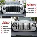 Bonbo Mesh Grille Grill Insert & Headlight Turn Light Cover Trim Exterior Accessories for Jeep Wrangler JL Sport/Sports 2018-2023 (Black)