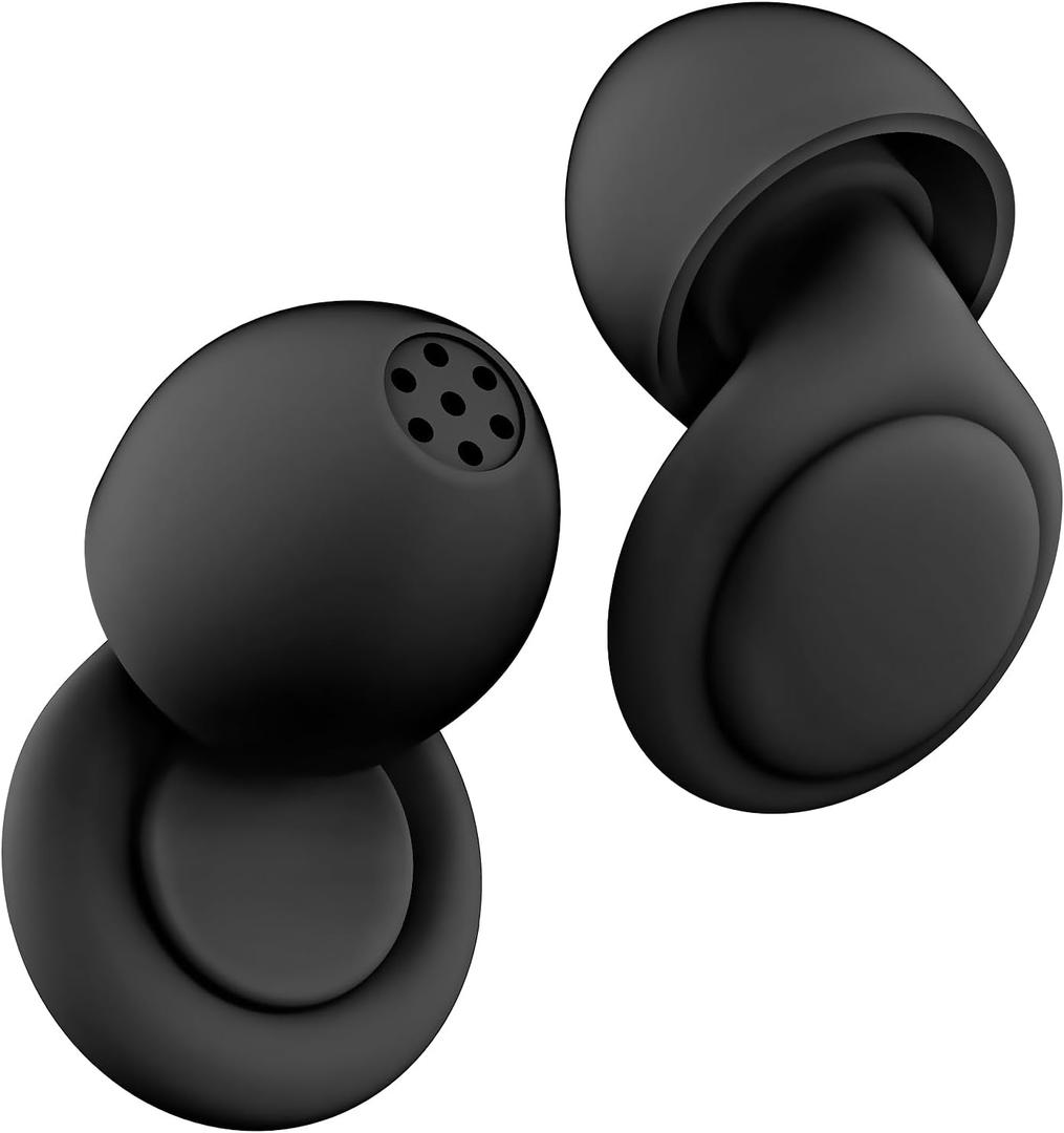 2 Noise Cancelling Ear Plugs, Beinkap Sleeping Earplugs with 12 Silicone Soft Reusable Ear Tips for Social Gatherings, Work, Sleeping, Concerts, Parenting, Conversation, 28 dB Noise Reduction (Black)