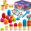 Aizweb Ice Cream Counting and Color Sorting Stacking Toys for Toddlers, Montessori Preschool Kindergarten Learning Activities,Number Math Manipulatives Math Games Educational Fine Motor Skills Toys