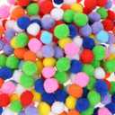 Vesslam[400 pcs] - 300 Pieces 1 Inch Assorted Pompoms with 100pieces 0.3 Inch Wiggle Eyes Multicolor Arts and Crafts Pom Poms Balls for Kids DIY Art Creative Crafts Decorations (Multi-Colored)