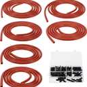 Motoforti Silicone Vacuum Tubing Hose 6.6Ft 3/4/5/6/8/10mm ID Red 1 Set | 2mm Thickness, High Temperature, 130PSI Max Pressure, Automotive vacuum line