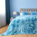 GONAAP Fuzzy Faux Fur Throw Blanket Queen Size Tie-dye Ocean Blue Super Soft Cozy Plush Fuzzy Shaggy Blanket for Couch Sofa Bed (Tie-dye Ocean Blue, Queen(90"x90"))