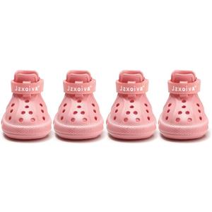 JZXOIVA Dog Shoes for Hot Pavement, Dog Booties for Medium Dogs, Breathable Dog Boots & Paw Protectors, Adjustable Non-Slip Rain Booties, Waterproof Pets Sandals for Beach Pink Size 5