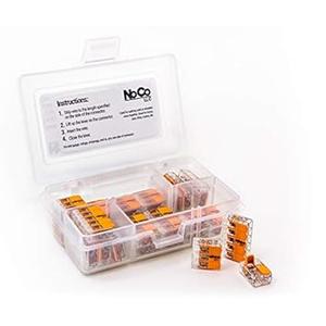 WAGO 221 Lever Nuts 32pc Compact Splicing Wire Connector Assortment with Case. Includes (14x) 221-412, (10x) 221-413, (8X) 221-415